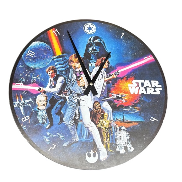 Star Wars 13.5" Battery Operated Wooden Wall Clock A New Hope Characters - 2014 - Picture 1 of 4